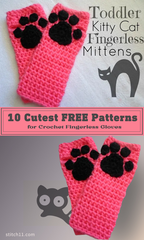 10 FREE Patterns for Crochet Fingerless Gloves