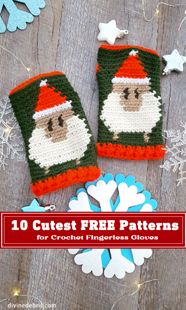 10 FREE Patterns for Crochet Fingerless Gloves