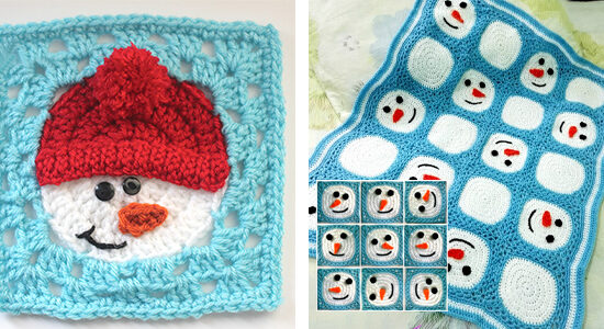 Crochet Snowman Square and Blanket FREE Patterns