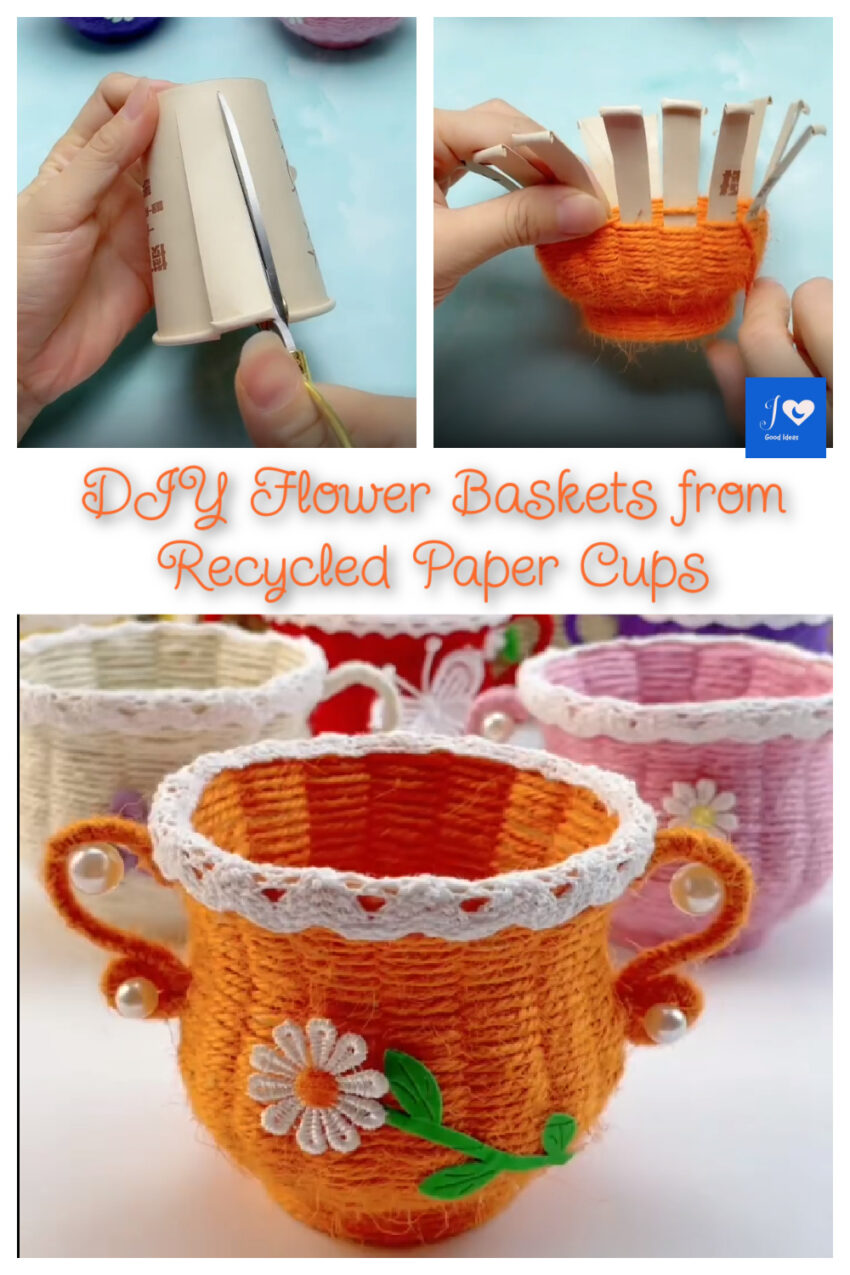 DIY Flower Baskets from Recycled Paper Cups - iGOODideas.com