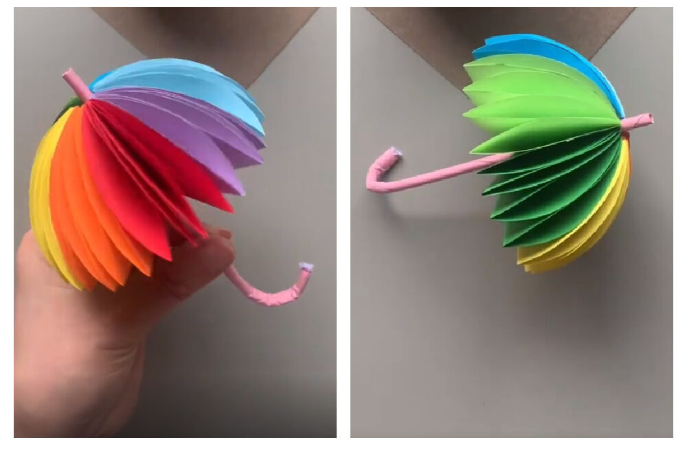 DIY Paper Rainbow Umbrella Tutorial