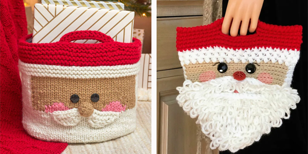 Santa Basket FREE Crochet / Knitting Patterns