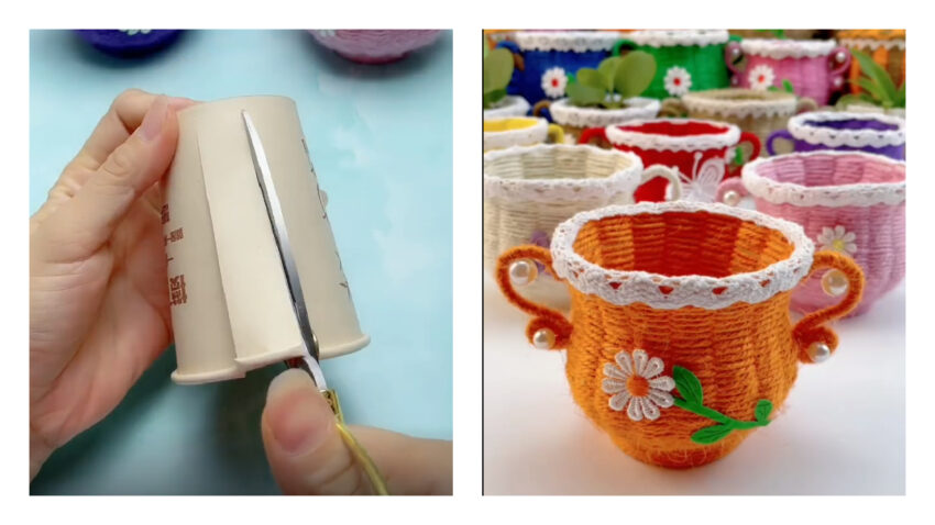 Y Flower Baskets from Recycled Paper Cups