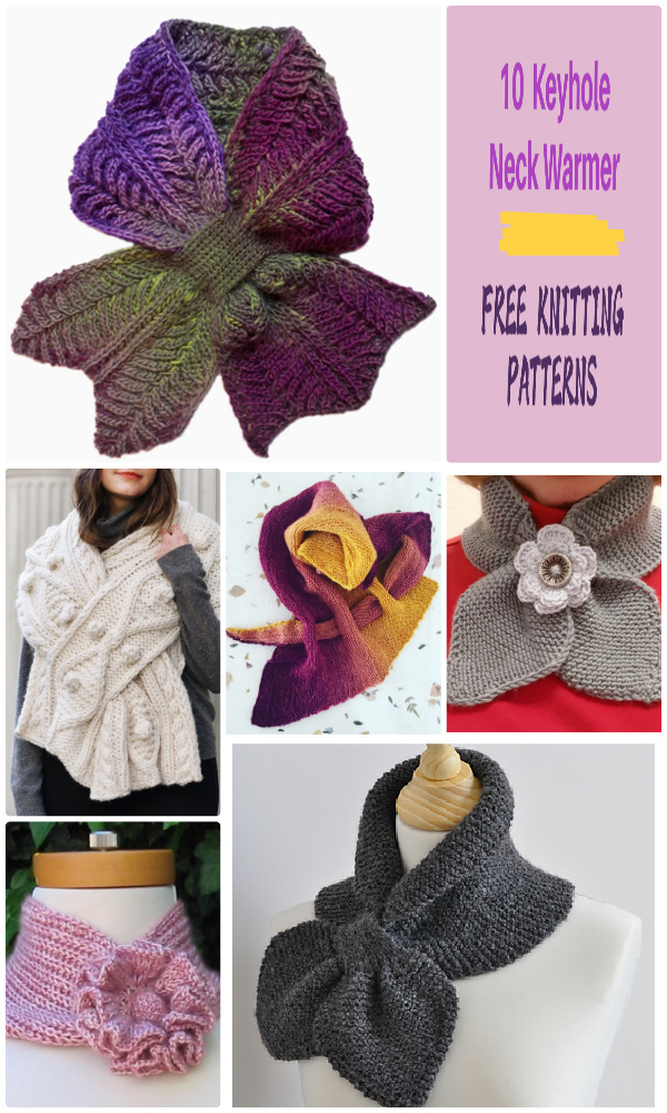 10 Keyhole Neck Warmer FREE Knitting Patterns 