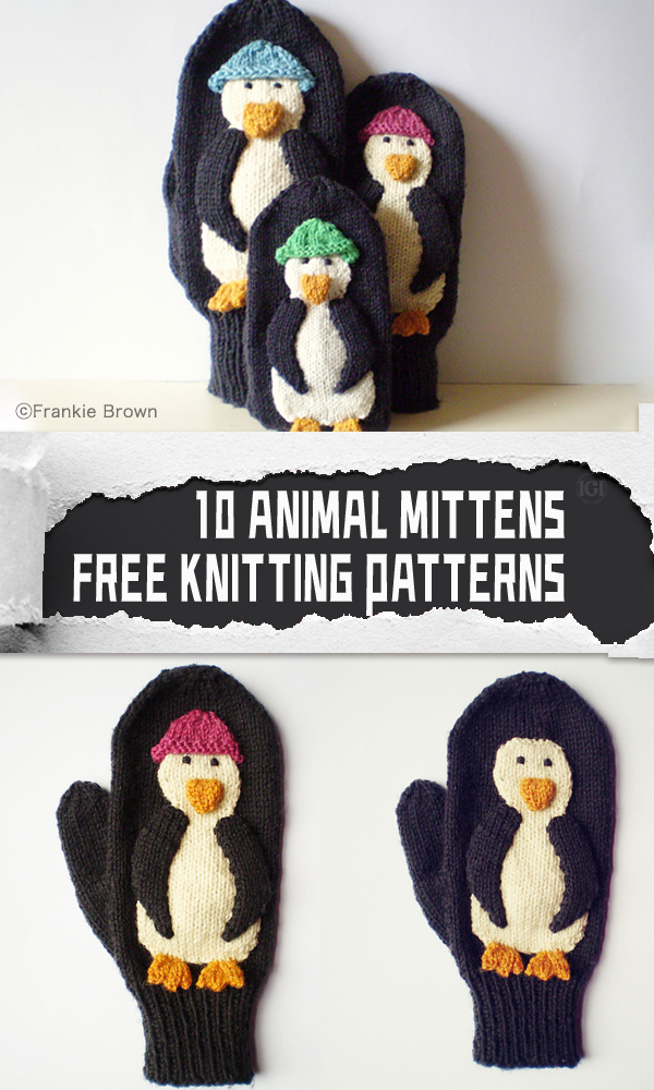Link to this Animal Mittens FREE knitting patterns is here: FREE PATTERN 2