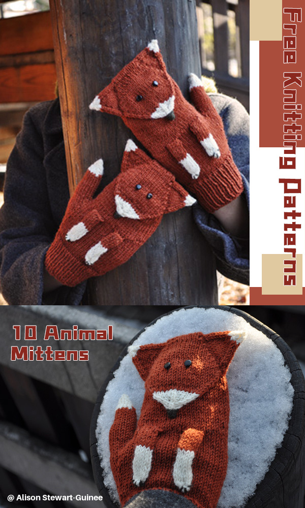 10 Knitted Animal Mittens Free Patterns8