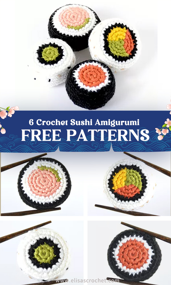 6 Crochet Sushi Amigurumi FREE Patterns