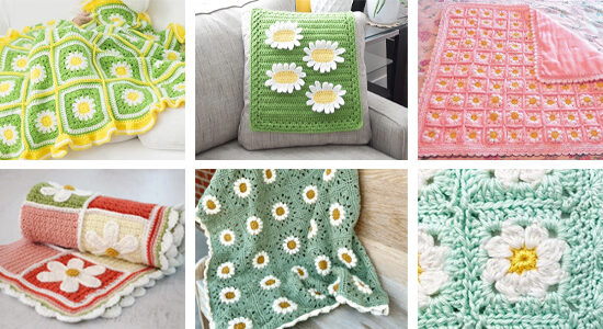 6 FREE Patterns For Crochet Daisy Blanket