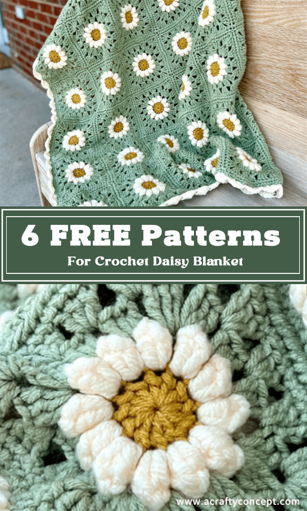 6 FREE Patterns For Crochet Daisy Blanket