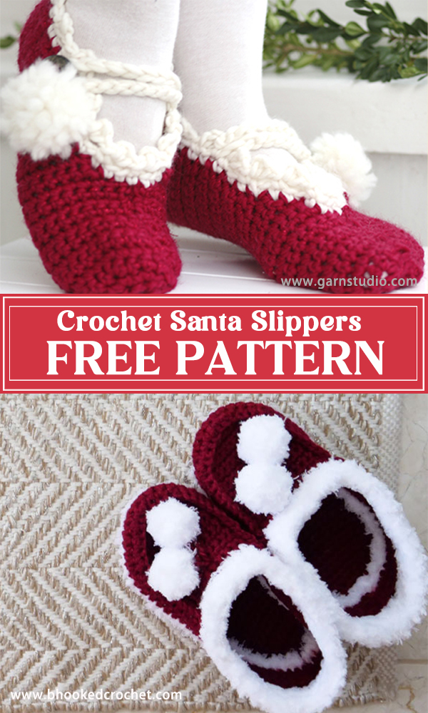 Crochet Santa Slippers FREE Patterns
