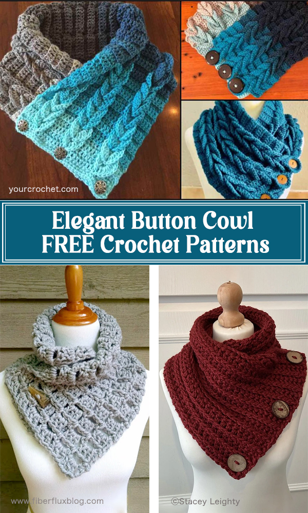 Elegant Button Cowl FREE Crochet Patterns