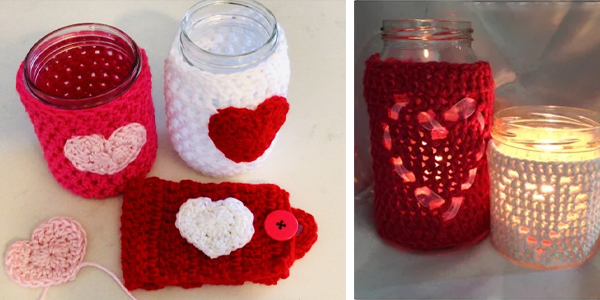 Heart Jar Cozy FREE Crochet Patterns