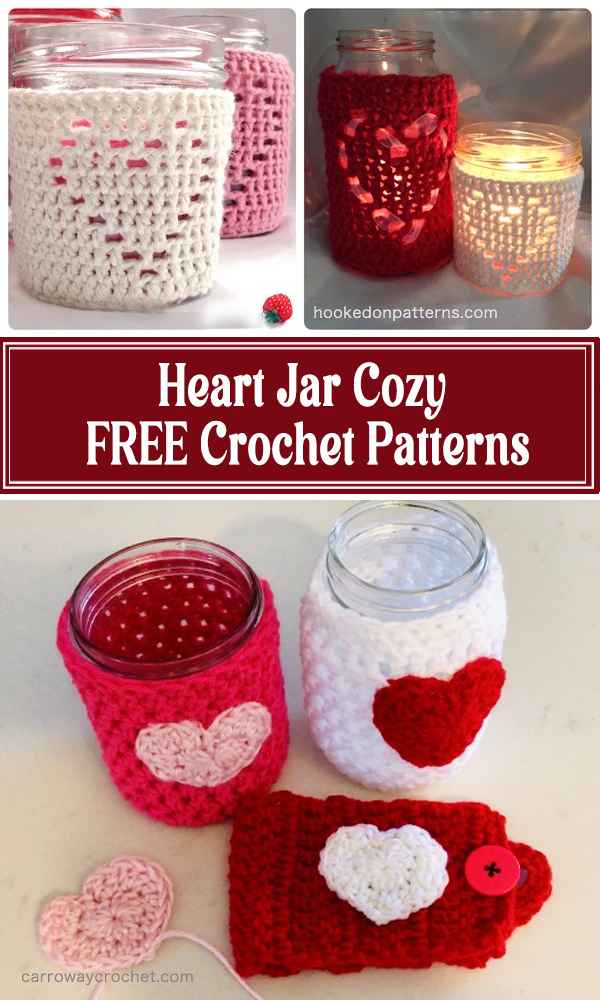 Heart Jar Cozy FREE Crochet Patterns