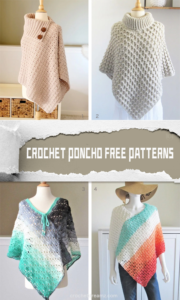 Unique Crocheted Poncho FREE Patterns 