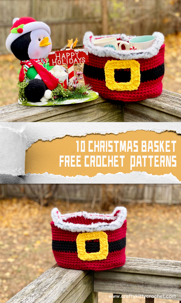 10 Christmas Basket FREE Crochet Patterns