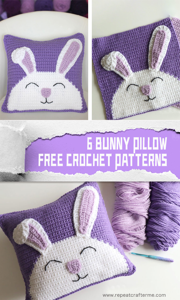 6 Bunny Pillow FREE Crochet Patterns 1