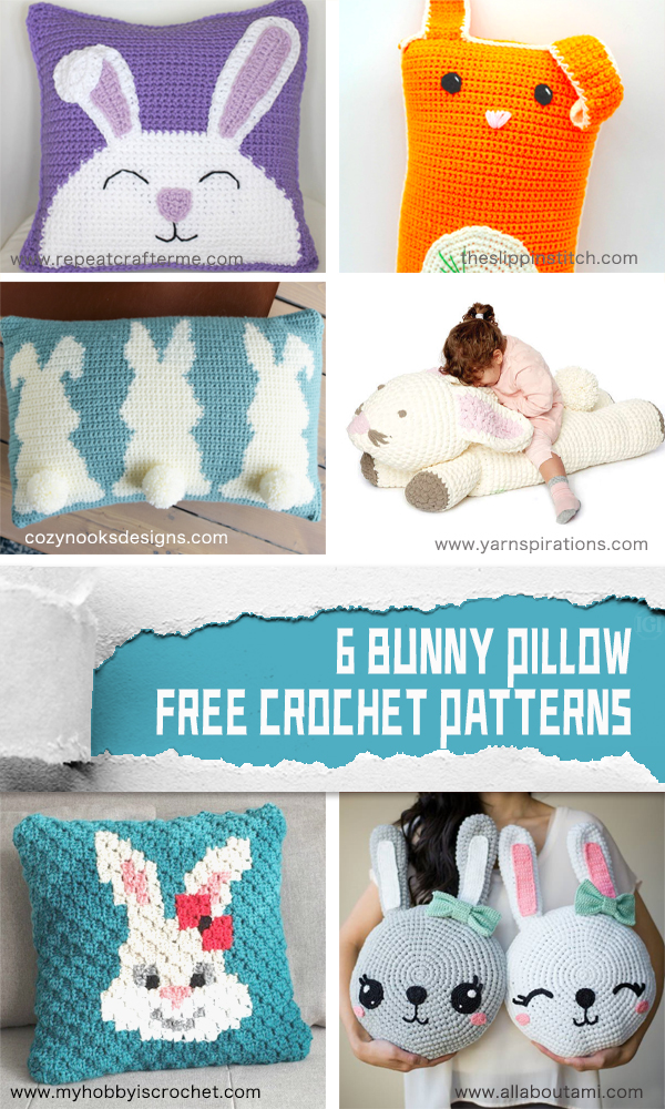  6 Bunny Pillow FREE Crochet Patterns 