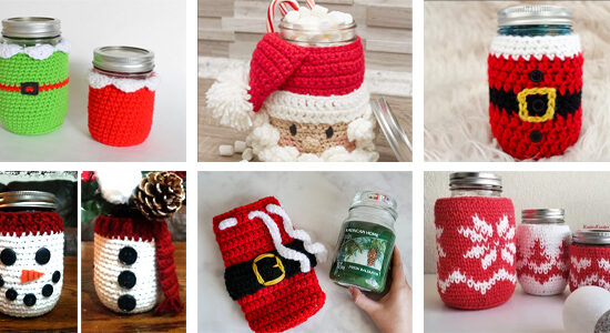 7 Christmas Mason Jar Cozy FREE Crochet Patterns