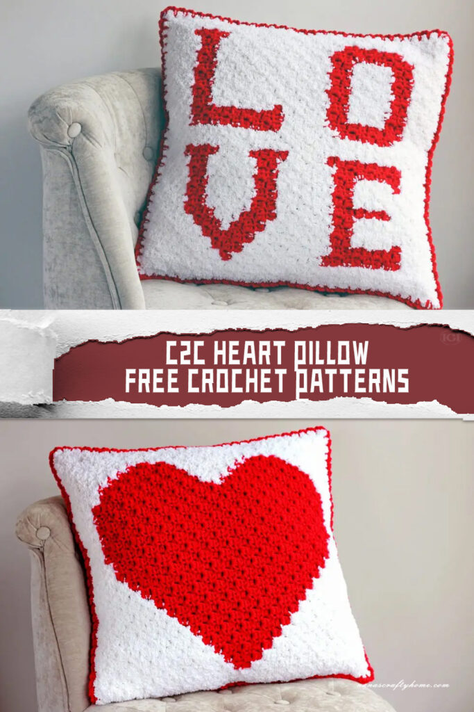 C2C Heart Pillow FREE Crochet Patterns