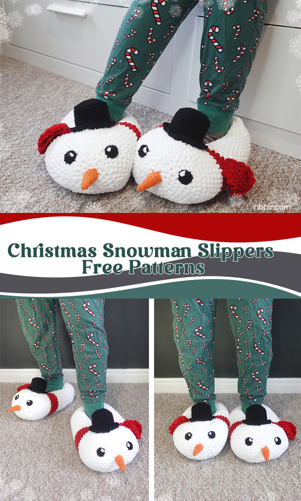 Christmas Snowman Slippers Free Crochet / Knitting Patterns