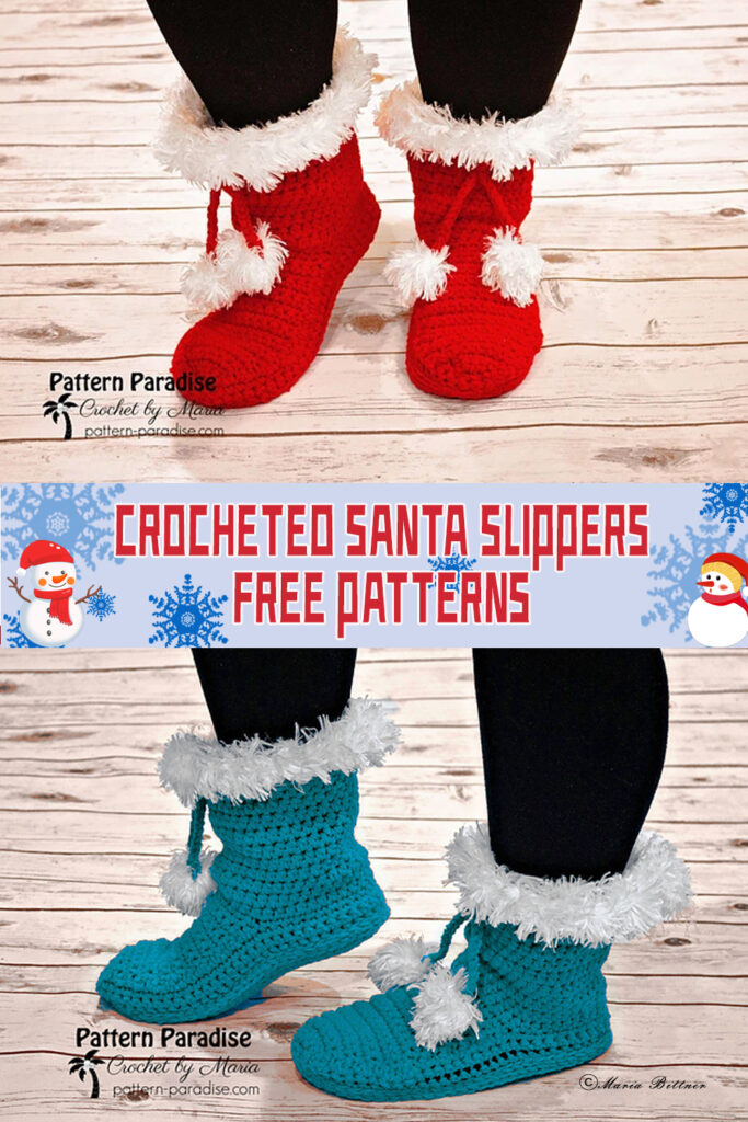 Crocheted Santa Slippers FREE Patterns