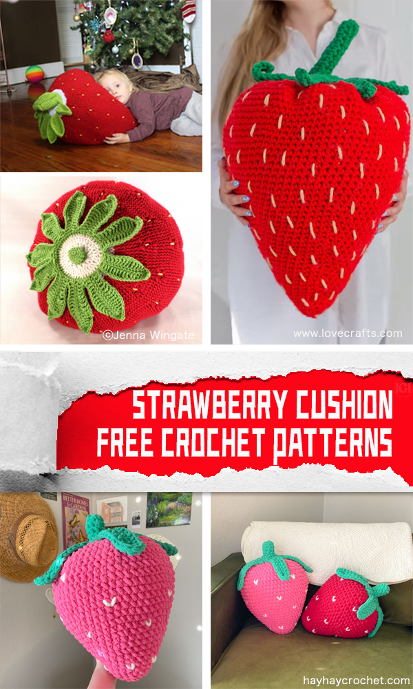 Crocheted Strawberry Cushion FREE Patterns 