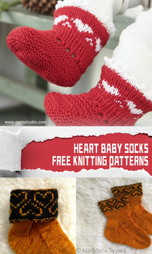 Heart Baby Socks FREE Knitting Patterns