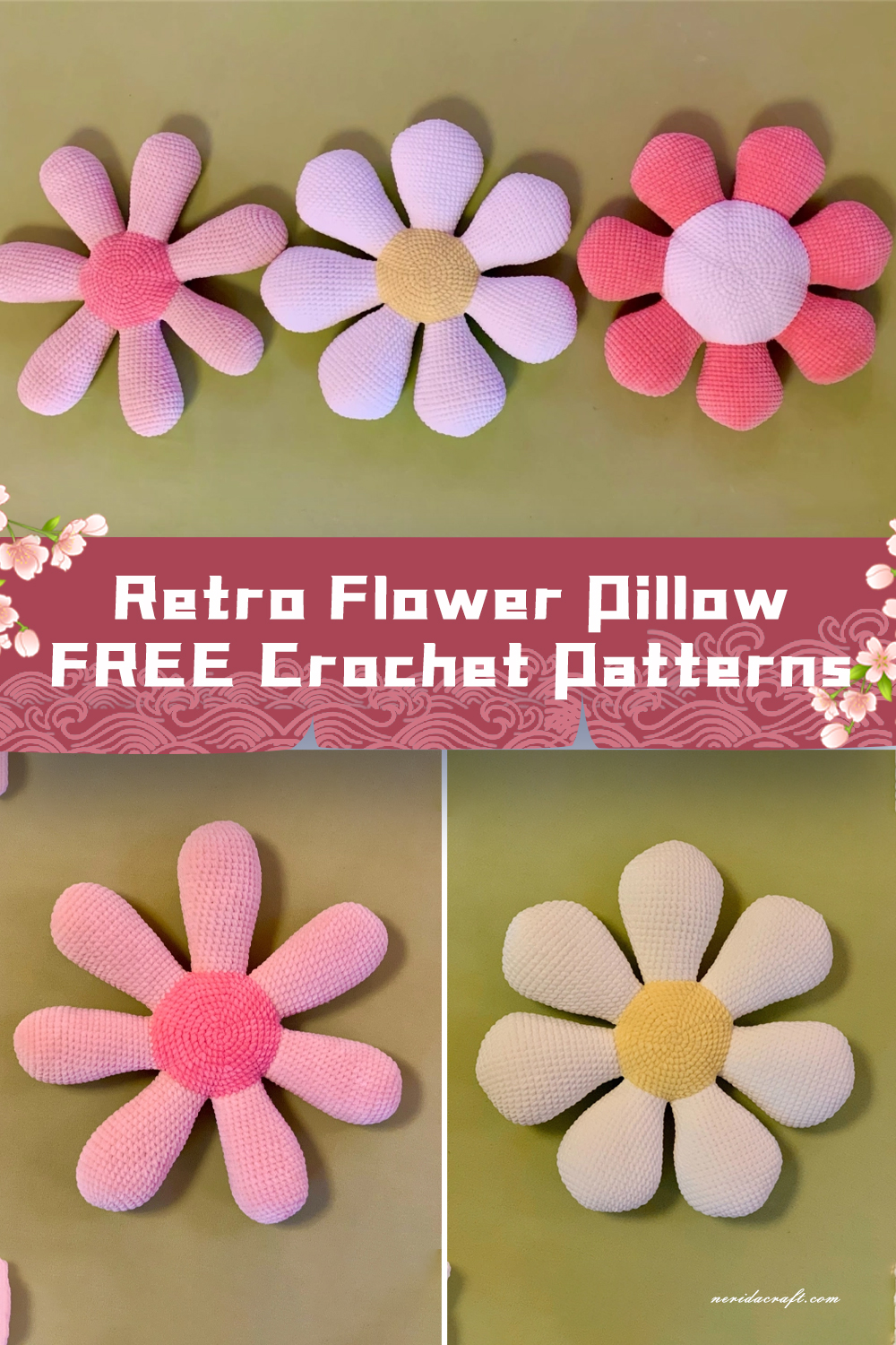 Retro Flower Pillow FREE Crochet Patterns