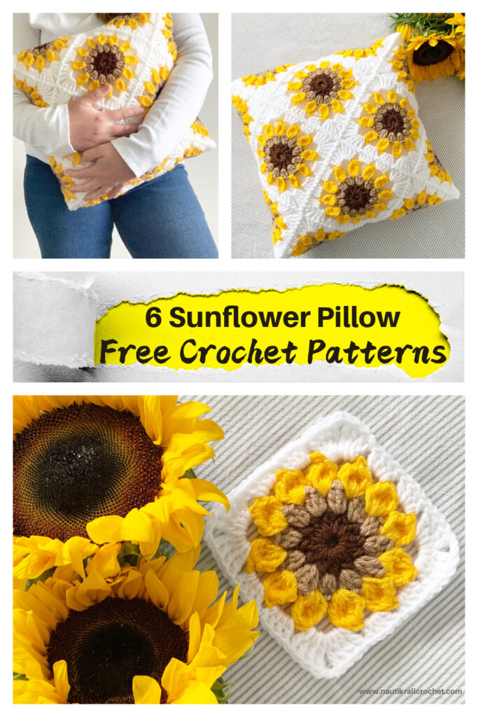 6 Sunflower Pillow Free Crochet Patterns