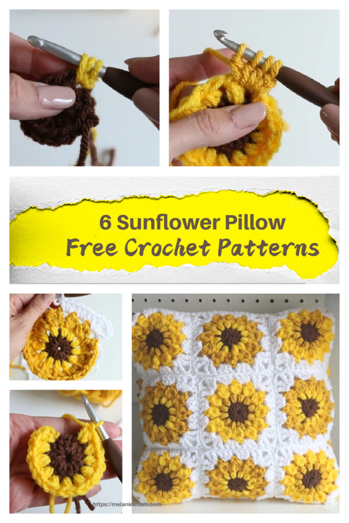 6 Sunflower Pillow Free Crochet Patterns
