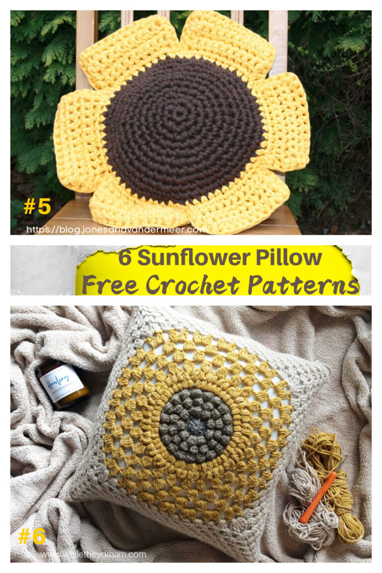 6 Sunflower Pillow Free Crochet Patterns