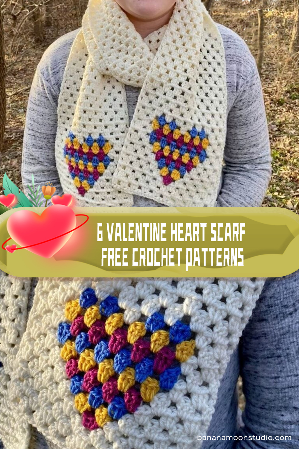 6 Valentine Heart Scarf FREE Crochet Patterns