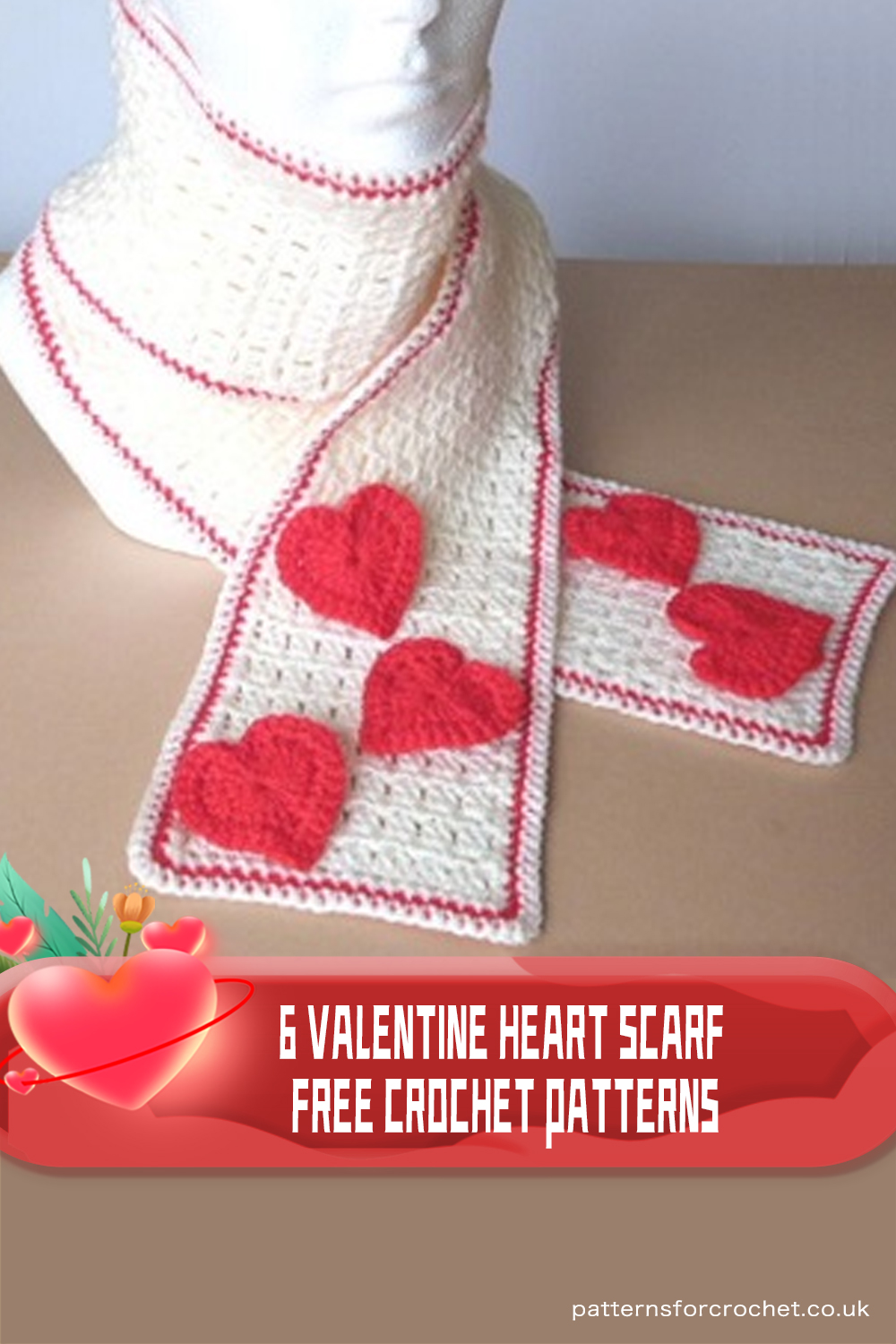 6 Valentine Heart Scarf FREE Crochet Patterns