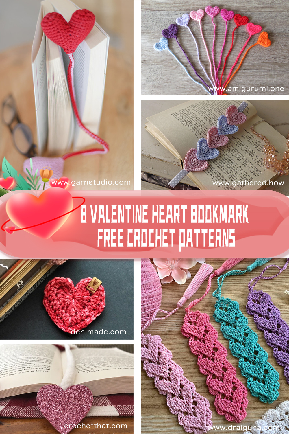 8 Valentine Heart Bookmark FREE Crochet Patterns