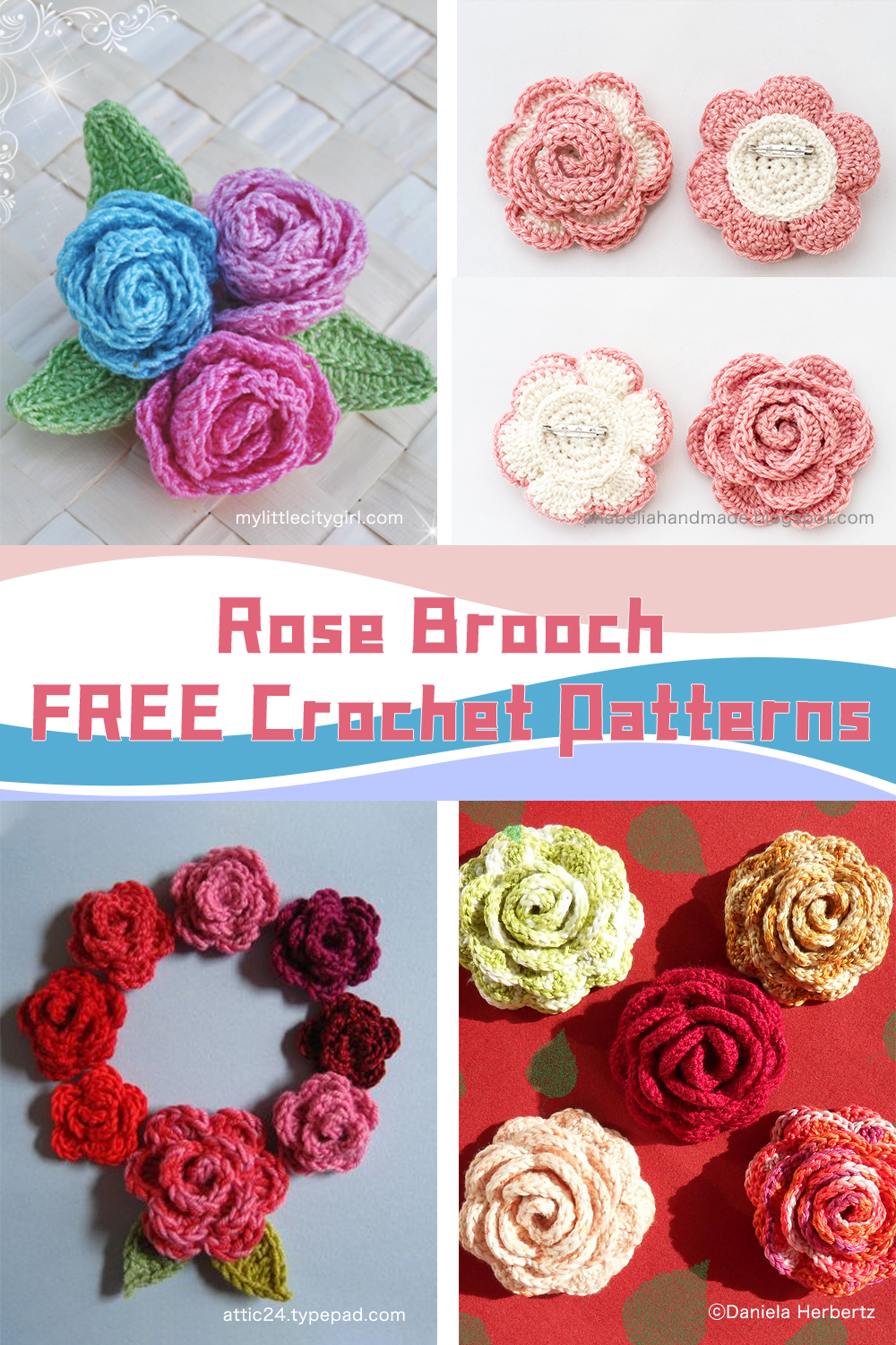 Rose Brooch FREE Crochet Patterns