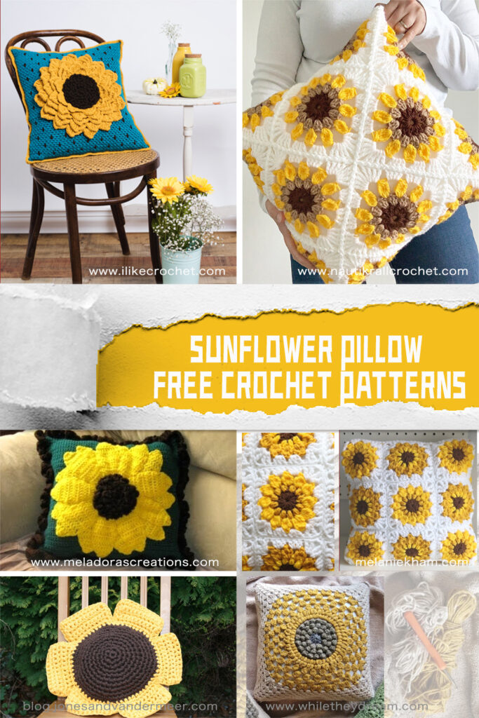 6 Sunflower Pillow Free Crochet Patterns