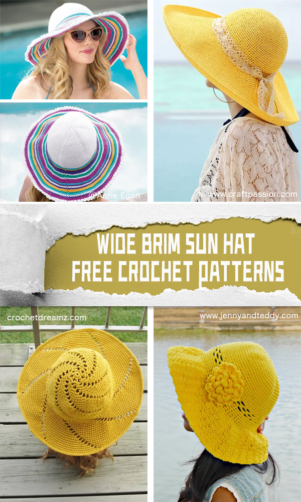 Wide Brim Sun Hat FREE Crochet Patterns 