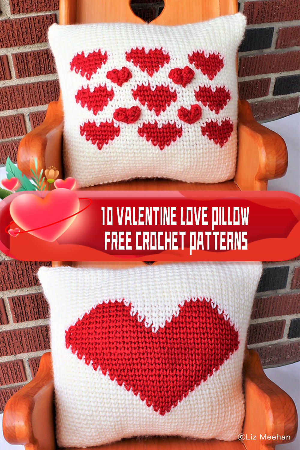 10 Valentine Love Pillow FREE Crochet Patterns