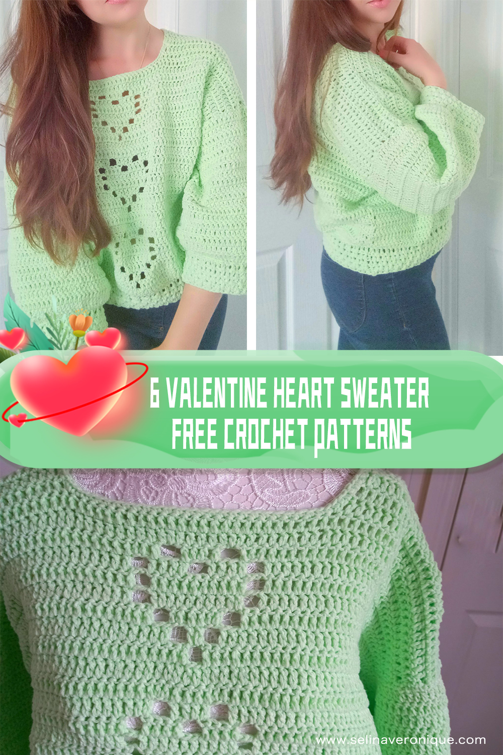 7 Valentine Heart Sweater FREE Crochet Patterns