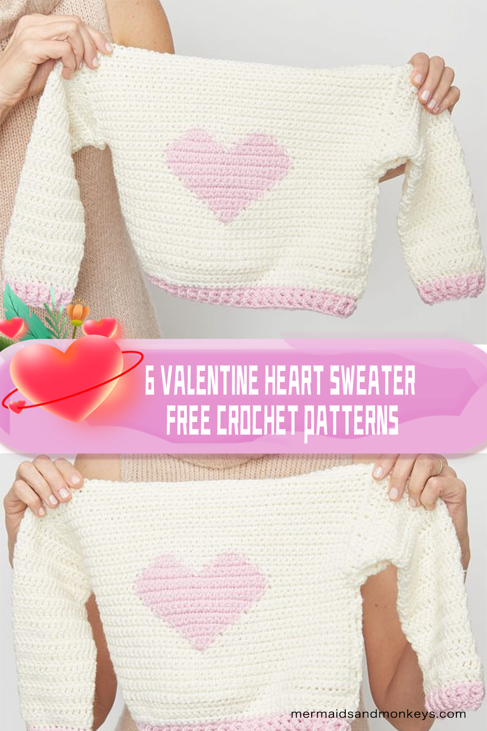 7 Valentine Heart Sweater FREE Crochet Patterns