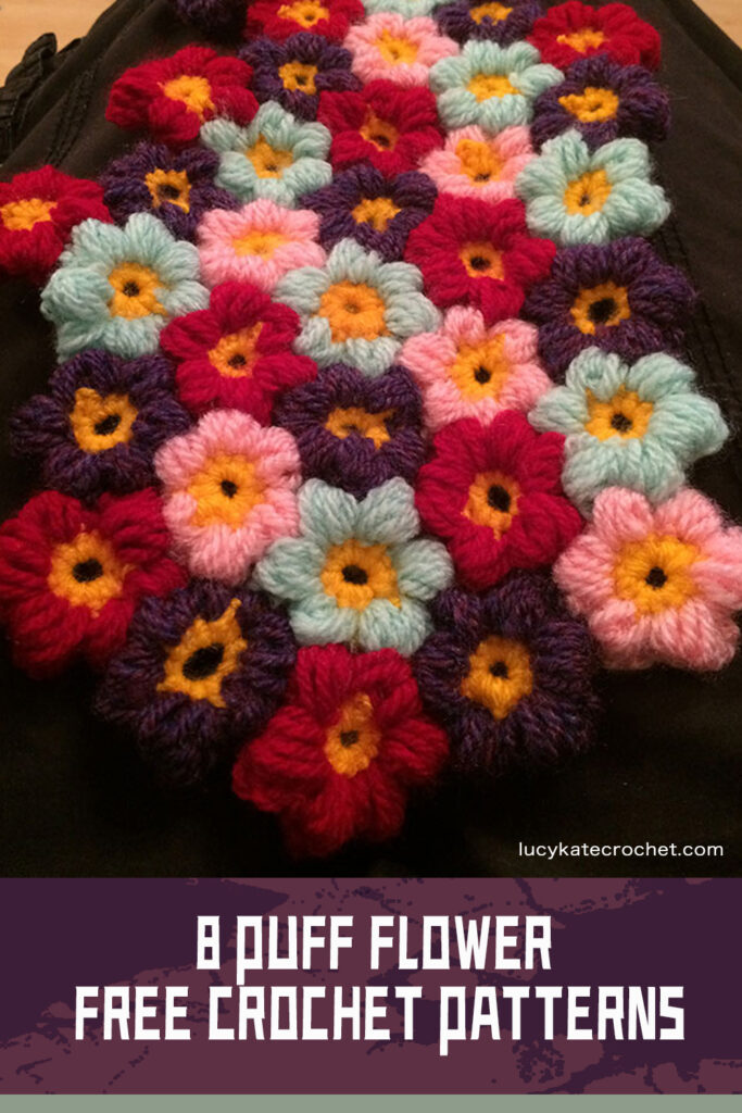 8 Crochet Puff Flower FREE Patterns