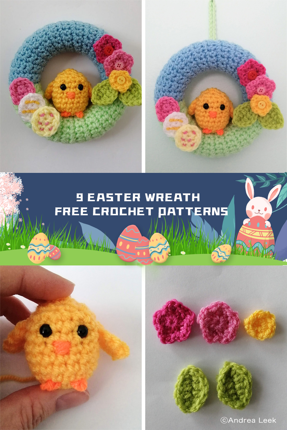 9 Easter Crochet Wreath FREE Patterns