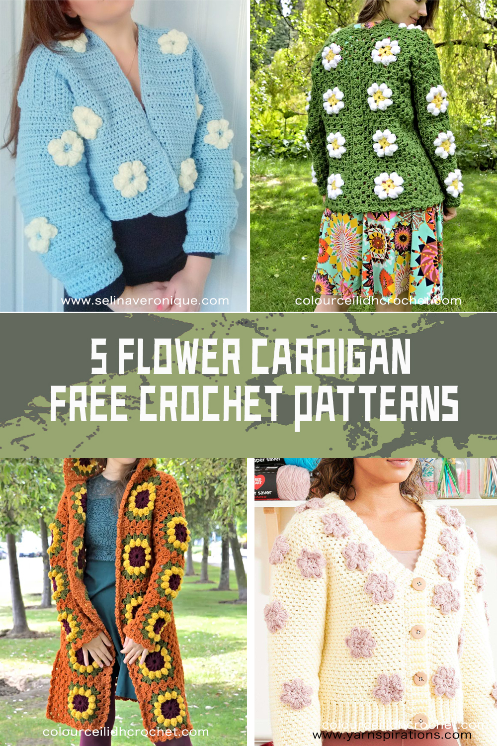 5 Crochet Flower Cardigan Patterns FREE