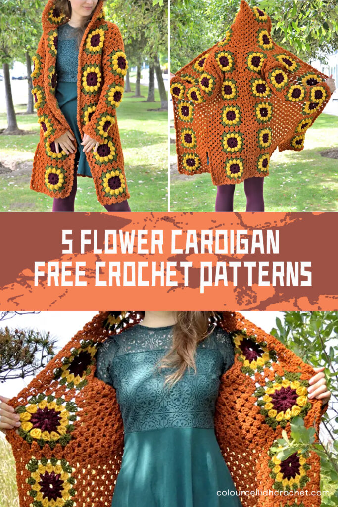 5 Crochet Flower Cardigan Patterns FREE - iGOODideas.com