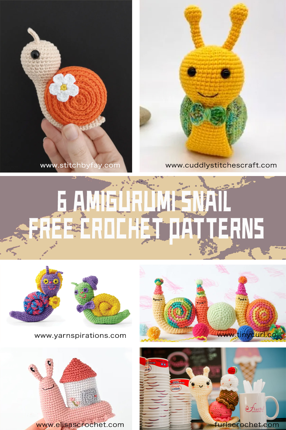 6 Crochet Amigurumi Snail FREE Patterns 