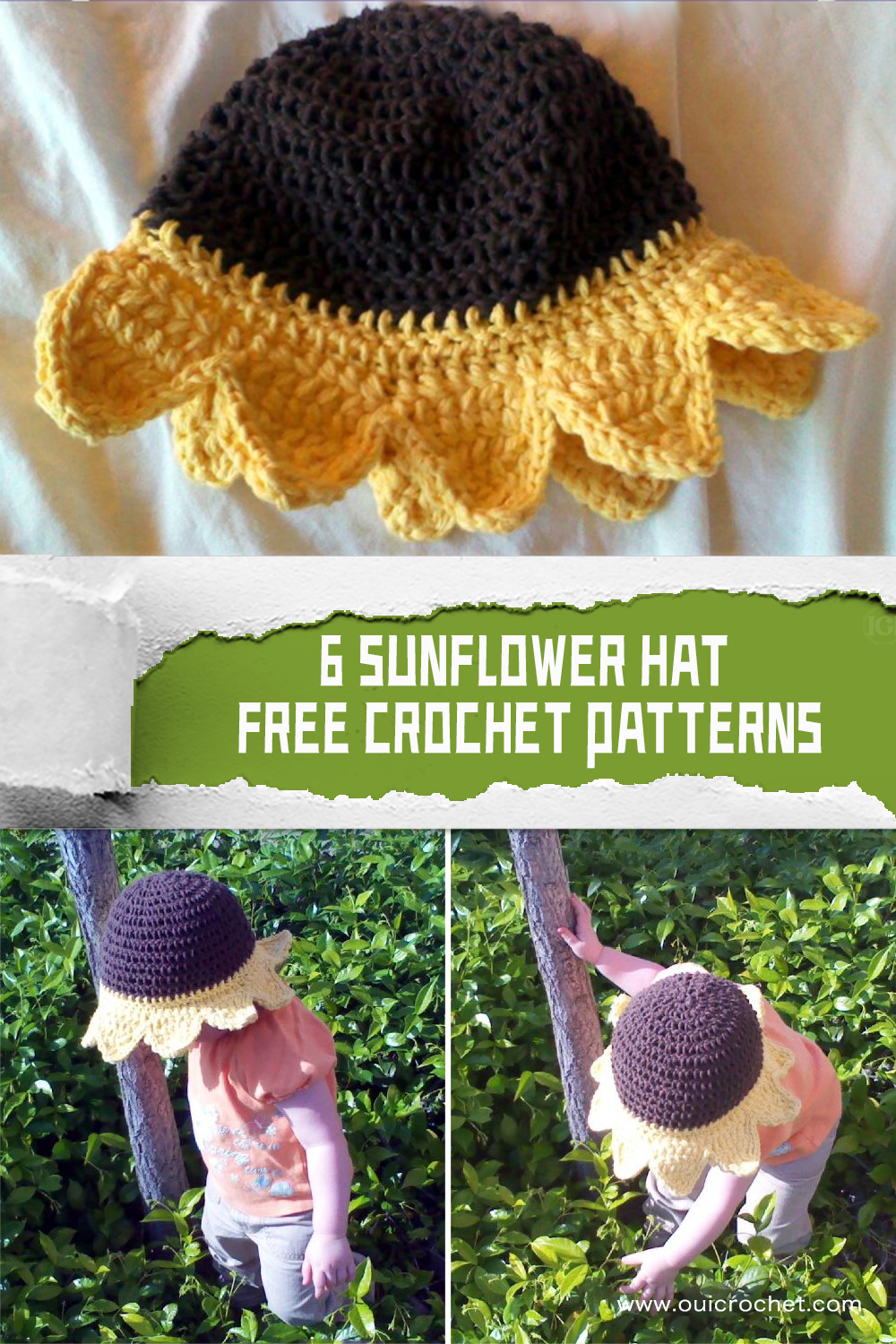 6 FREE Crochet Sunflower Hat Patterns