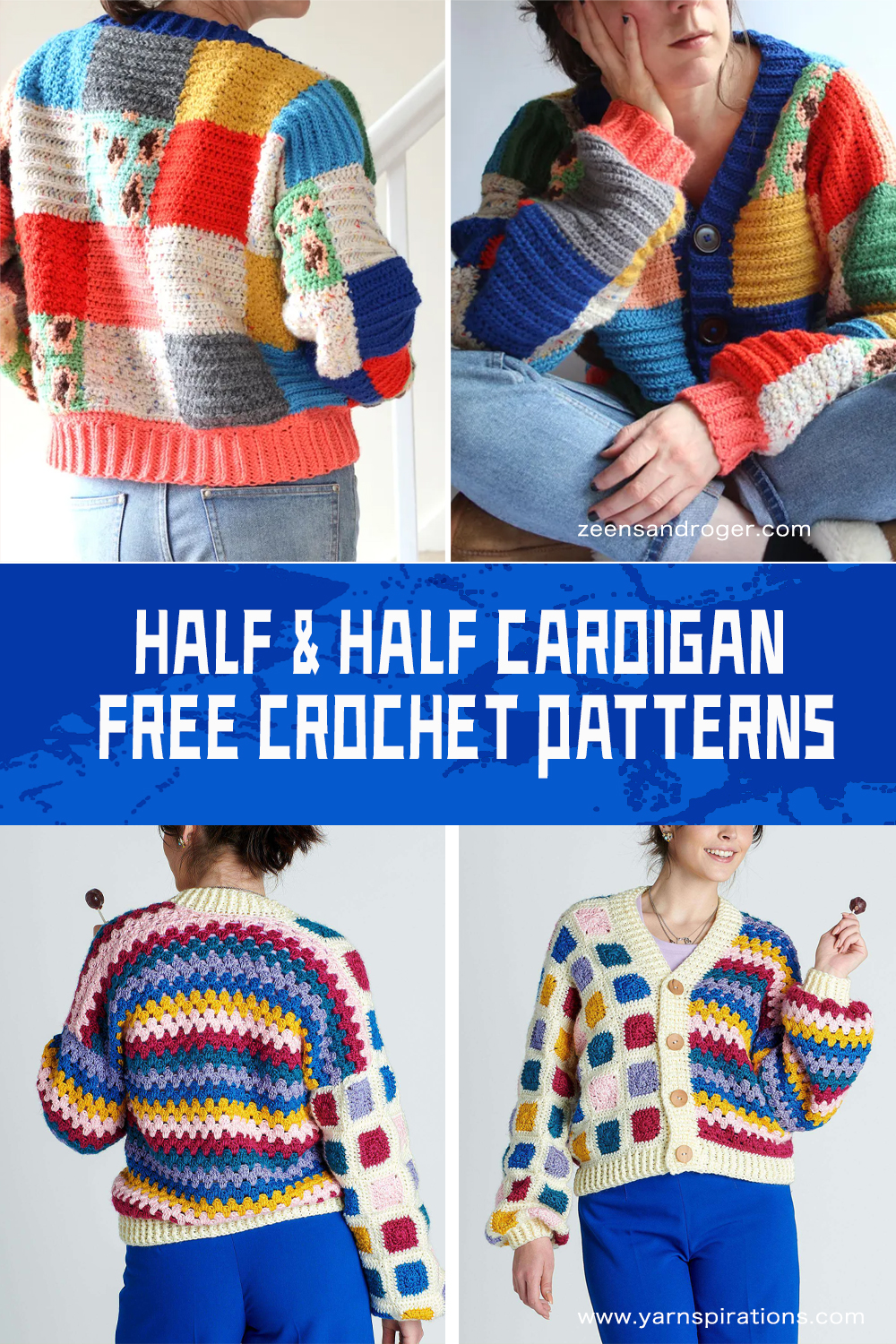 Half & Half Crochet Cardigan FREE Patterns 