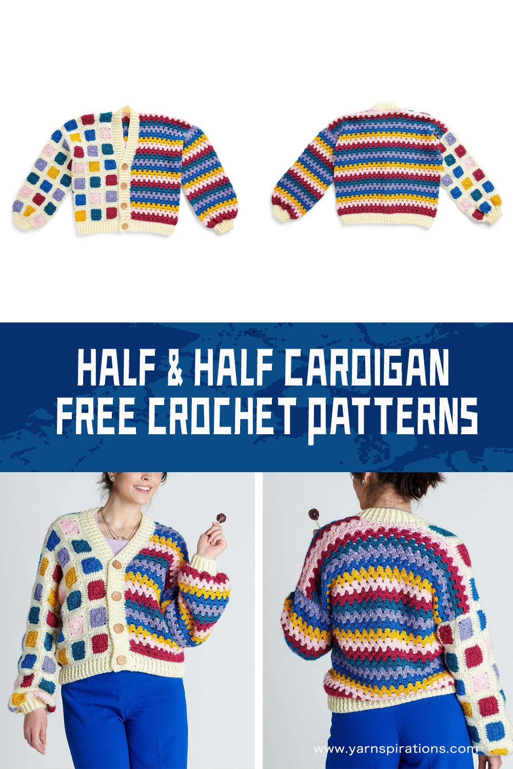 Half & Half Crochet Cardigan FREE Patterns 