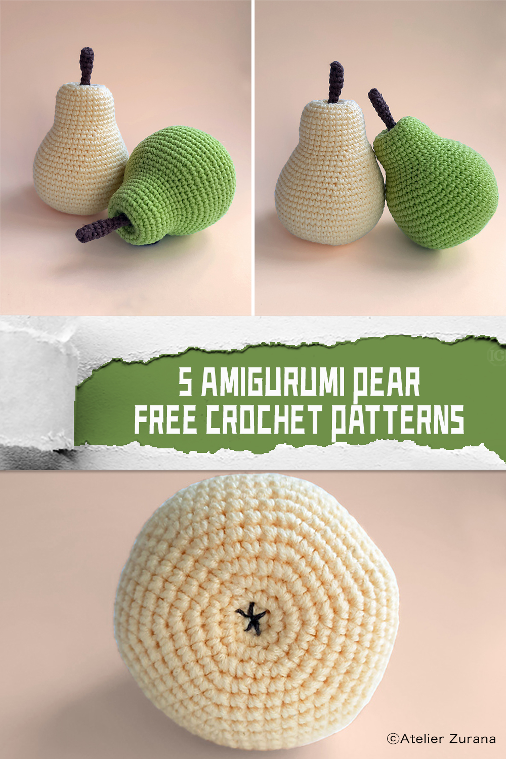 5 FREE Amigurumi Pear Crochet Patterns