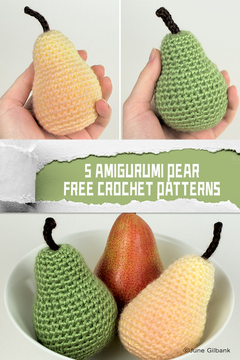 5 FREE Amigurumi Pear Crochet Patterns